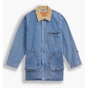 Levi's Blue Denim Shirt Jacket with Tan Collar